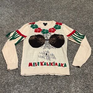Alex Steven's Mele Kalikimaka Holiday Sweater Size Small 100% Cotton